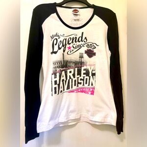Harley Davidson Legend Long Sleeve T Shirt Size Medium Double Sided Galesburg IL